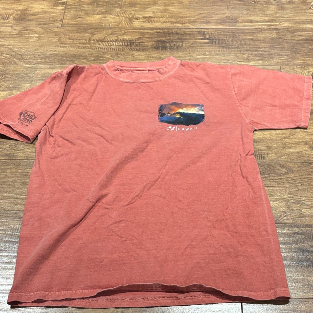 Hawaii Sunset Graphic Men's Tee - Coral rustic color